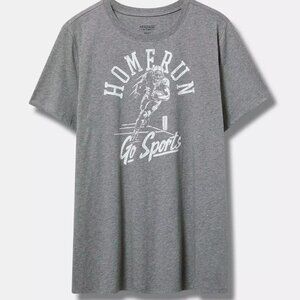 TORRID 4X Home Run Heritage Jersey Gray Graphic Crew Neck Tee EUC